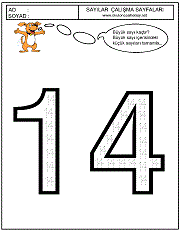 okul öncesi 14 sayısı çizgi çalışması